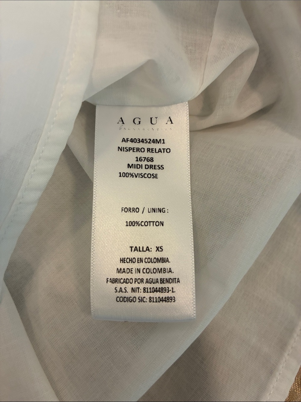 AGUA Aguabendita Women's Cream Floral Sundress with Green Print - Picture 8 of 8